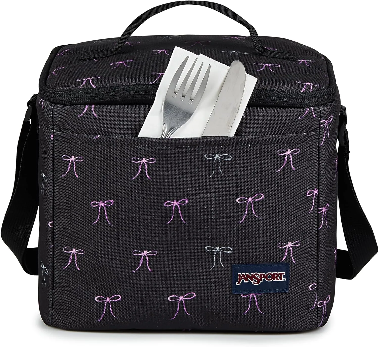 JanSport Super Snack – Insulated Lunch Bag with BPA-Free Liner, Zipper Top Opening, and Adjustable Shoulder Strap, Bad Bows