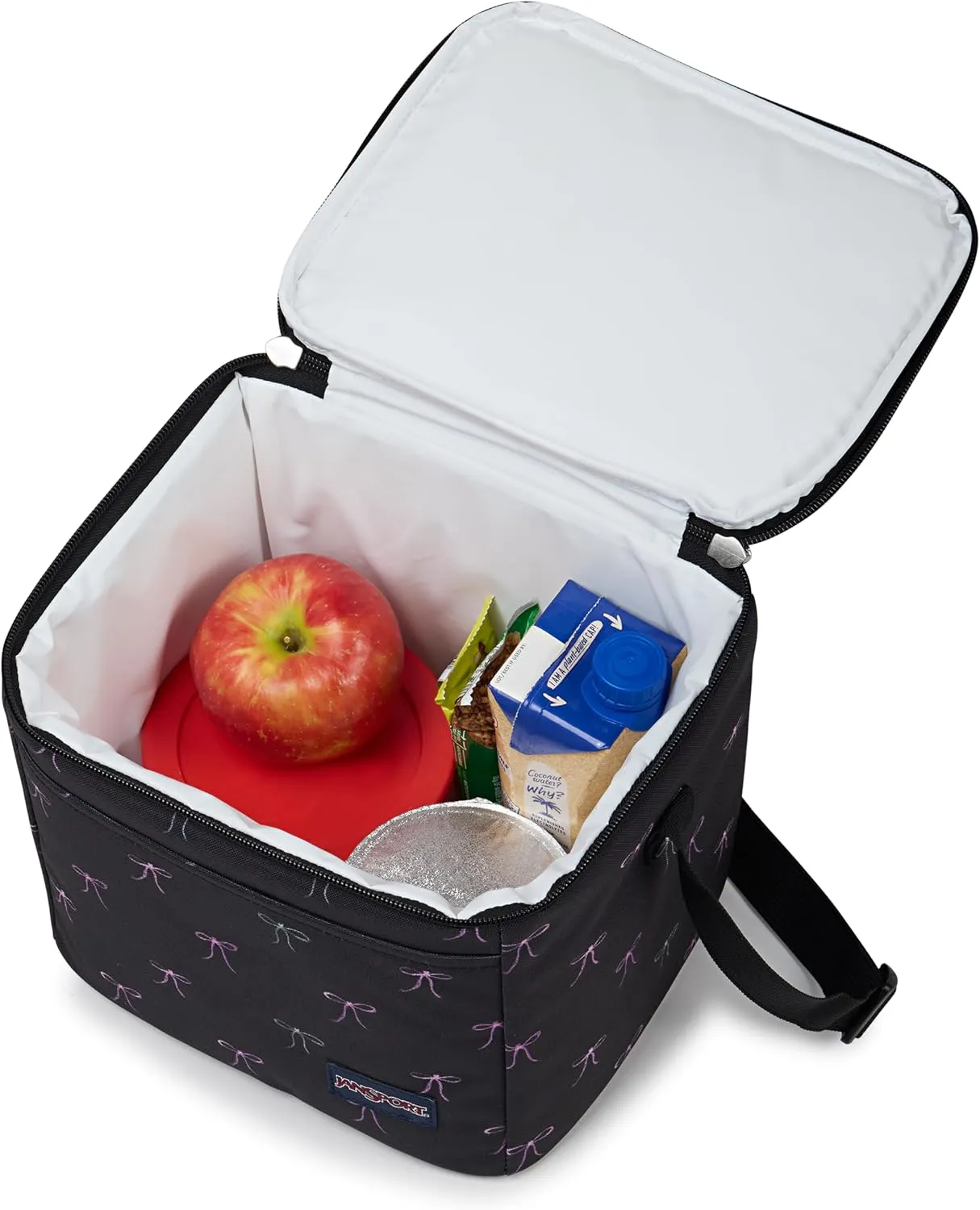 JanSport Super Snack – Insulated Lunch Bag with BPA-Free Liner, Zipper Top Opening, and Adjustable Shoulder Strap, Bad Bows