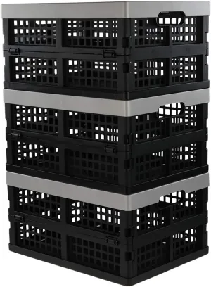 Jekiyo 16-Liter Folding Crates Storage, Collapsible Container Plastic, Set of 3