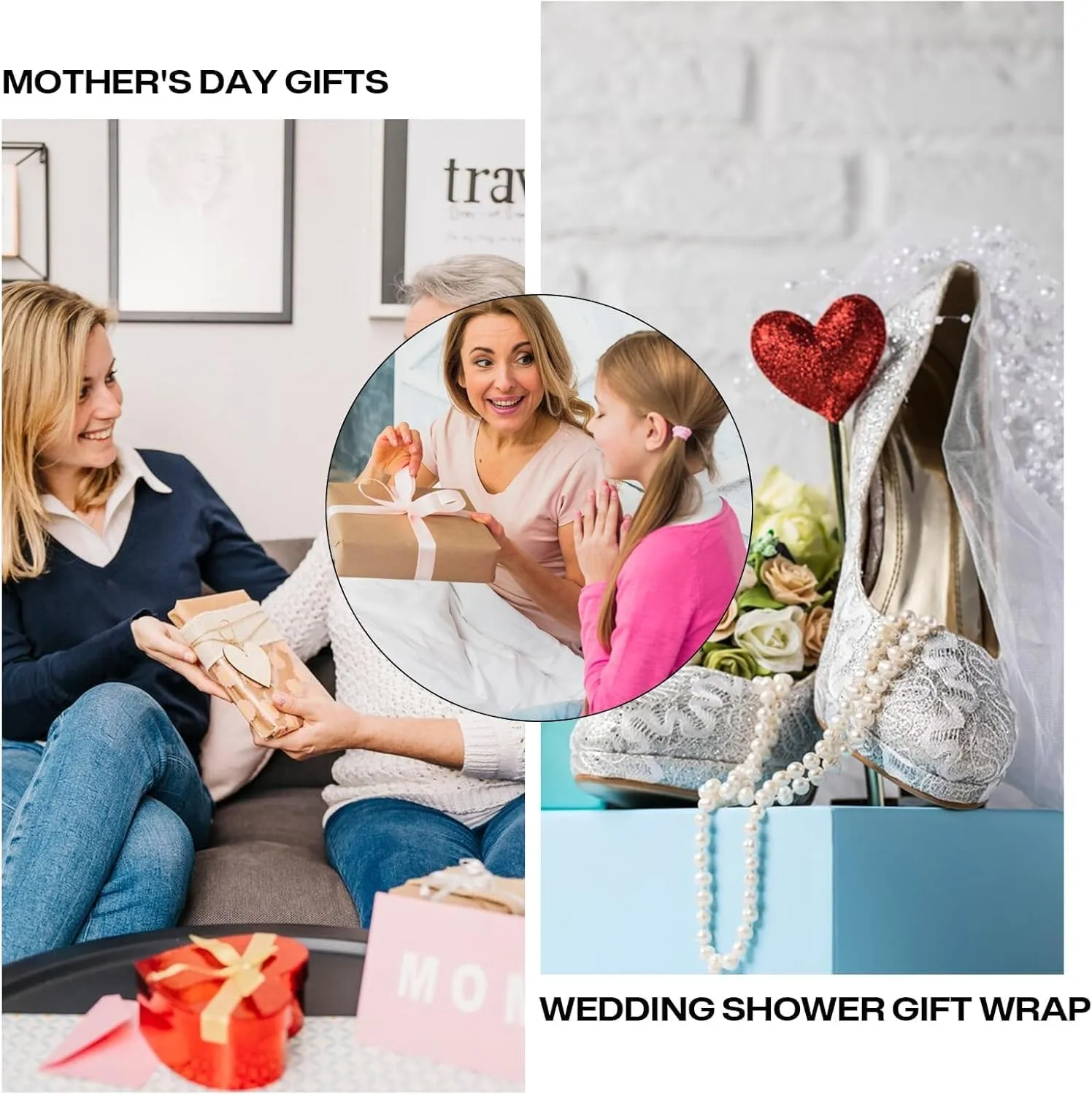 Jemattely 4 Pcs Large Flower Paper Gift Box,Waterproof Bouquet Storage Bucket Florist Handbag with Metal Chain Flower Boxes for Wedding Mother's Day Birthday Bridal Etc Shower Gift Wrap Craft-Black