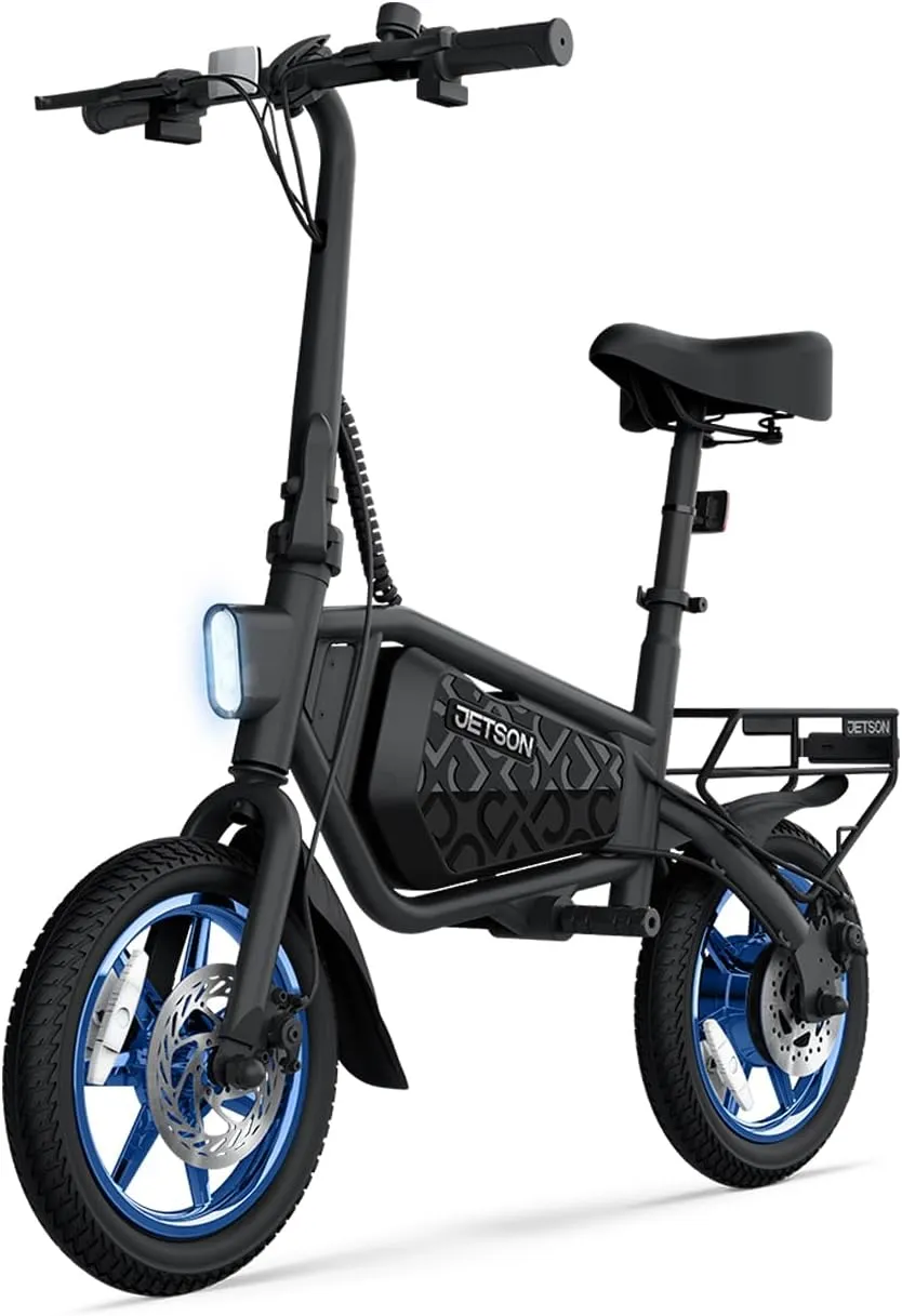 Jetson Bolt Folding Electric Ride-On Bike, Easy-Folding, Built-in Carrying Handle, Twist Throttle, Up to 15.5 MPH, Ages 13 