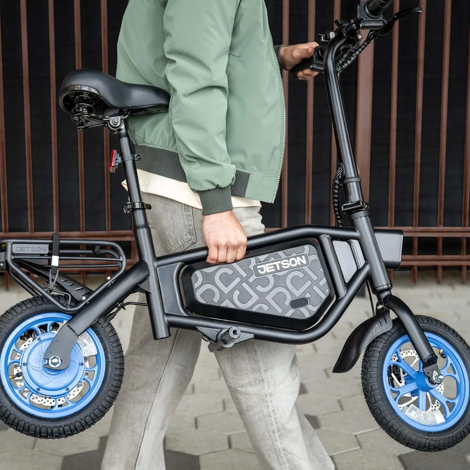 Jetson Bolt Folding Electric Ride-On Bike, Easy-Folding, Built-in Carrying Handle, Twist Throttle, Up to 15.5 MPH, Ages 13 