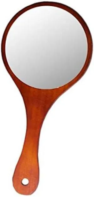 Jojomis 5xPortable Hand Cosmetic Mirror Made of Wood with Handle for The Journey Home Dark Brown