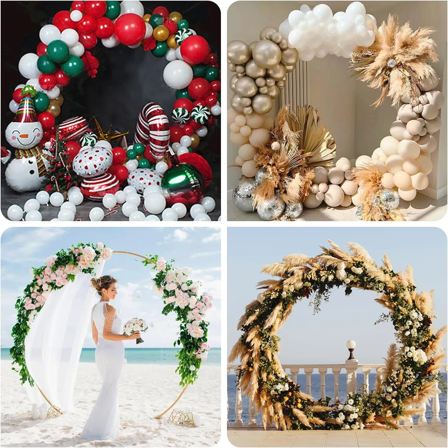 Jolitac 7.2FT Round Backdrop Stand, Gold Metal Stable Circle Hoop Balloon Arch Frame Wedding Arch for Ceremony Birthday Party Anniversary Bridal Baby Shower Graduation Decoration