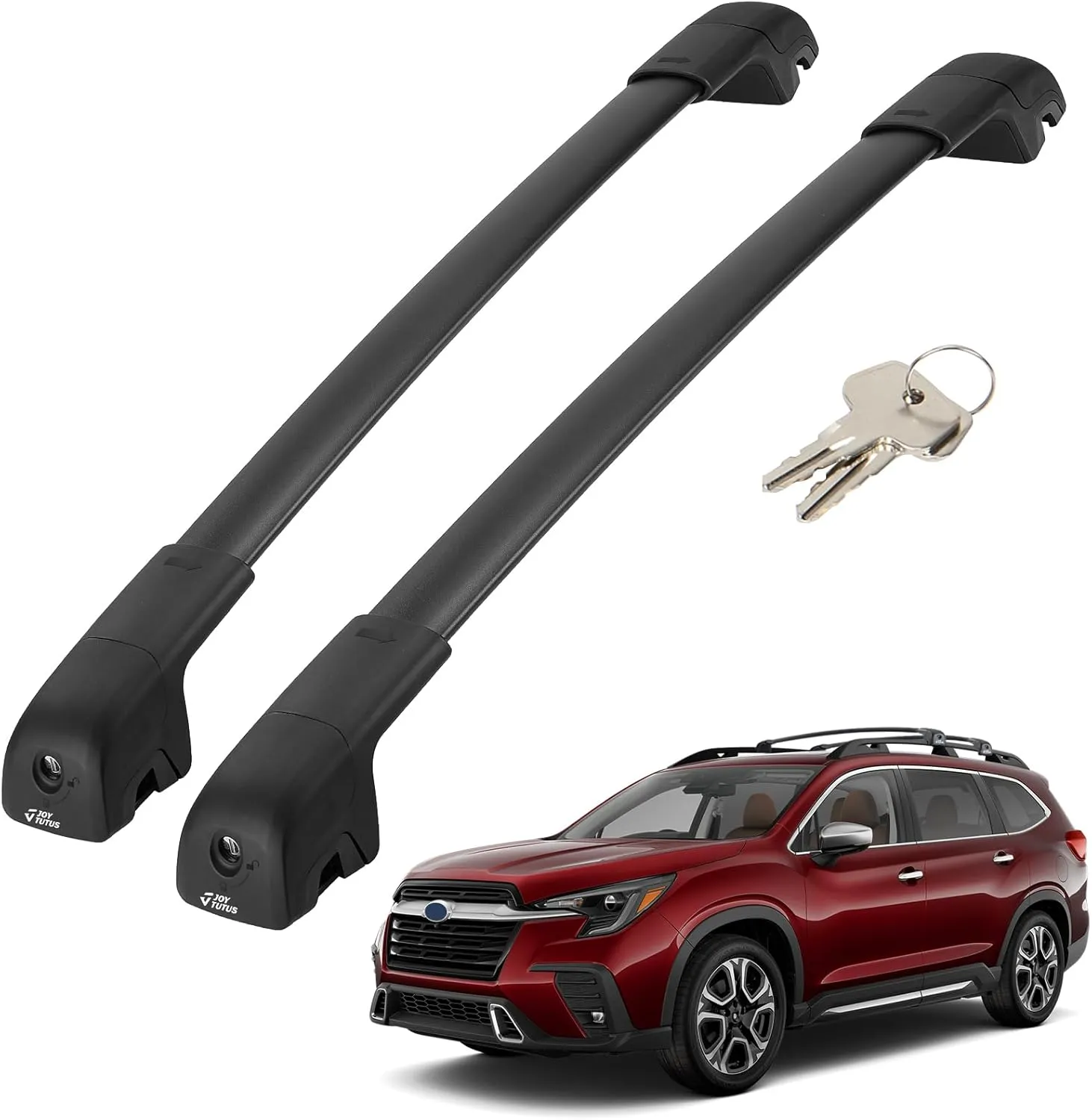 JOYTUTUS Lockable Car Roof Rack Cross Bars Compatible with Subaru Ascent 2019-2024, 220LB Aluminum Crossbars for Roof Racks Suitcases Kayaks Canoes Bikes Skis Snowboard