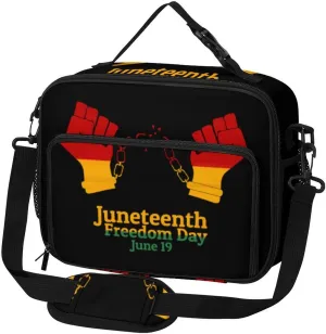 Juneteenth Fist Freedom Day African American Lunch Bag Insulated Lunch Tote Shoulder Bag for Men Women Work Travel Picnic