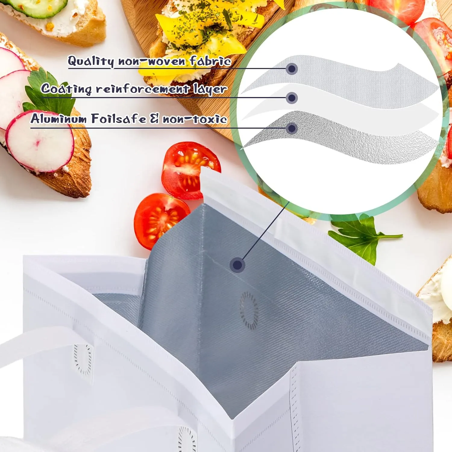 Kacctyen 100 Pcs Insulated Take Out Bags Bulk 9.5 x 6 x 9.5 in Thermal Insulation Food Bag for Coffee, Milk Tea, Hot Cold Food, Delivery Cooler Bag for Catering Restaurant Grocery Picnic (Multicolor)