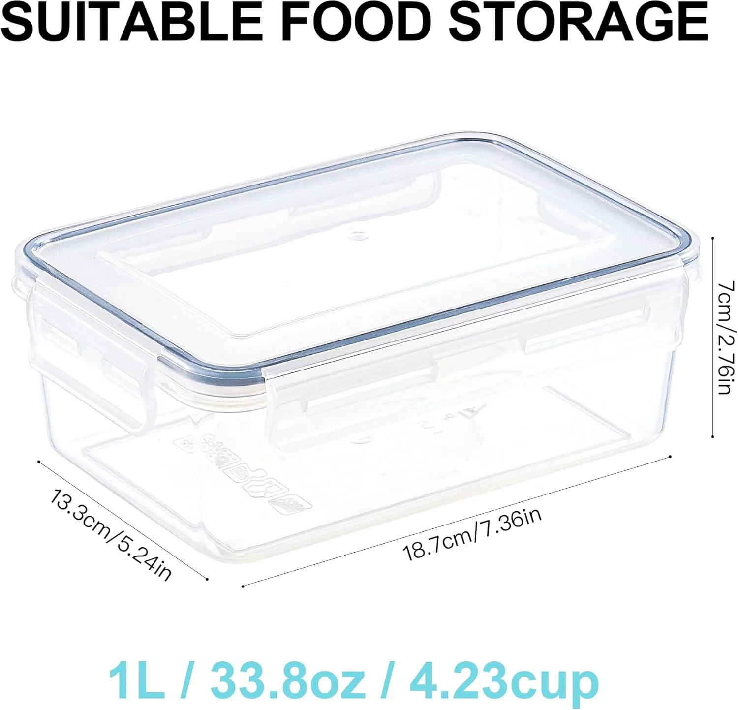KAGUYA 4 pack Food Storage Containers with Lids, Plastic Food Containers for Pantry Organizers and Storage, 34 Oz, 100% BPA Free, Leak-Proof, Microwave and Freezer Safe
