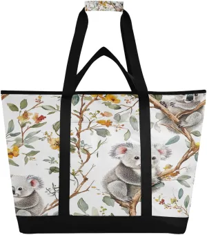 Kaola Flower Reusable Insulated Lunchbox Cooler Bag, Leakproof Kitchen Grocery Bag Collapsible Portable Cooler Tote Bag for Picnic, Camping, Office, Travel