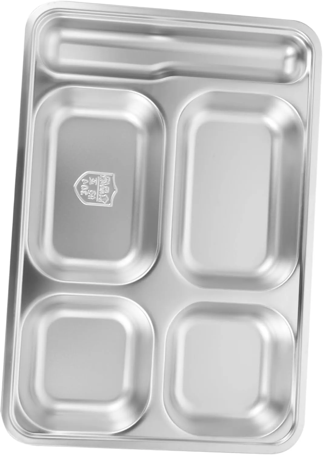 KICHOUSE Strong Sturdy Stainless Steel Serving Tray Divided Food Plate Silver Partition Tray Ideal for Outdoor Meals