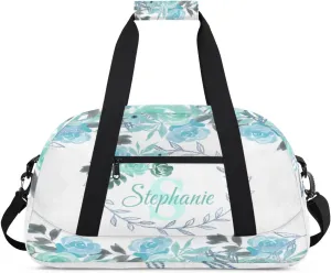 Kids Duffle Bag Personalized Gym Bag Overnight Bags, Ideal for Travel and Sports, Suitable for Men Women for Gym, Dance, Yoga, Durable Waterproof Sport Overnight Handbags Watercolor Flower