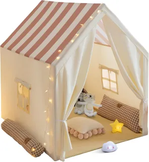 Kids Play Tent, Toddler Tent Playhouse for Kids Indoor & Outdoor, Play Tent for Boys & Girls, 47"x40"x52" Tent with Window, Star Lights, Colored Flags and Carry Bag (Stripe)