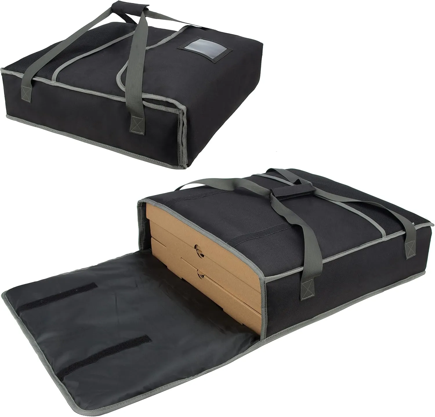 KISLANE Insulated Pizza Delivery Bag 20’’ x 20’’ x 6’’, Commercial Pizza Food delivery Bag for Catering Transportation(Black)