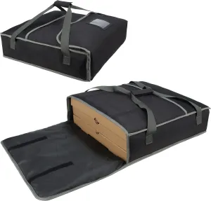 KISLANE Insulated Pizza Delivery Bag 20’’ x 20’’ x 6’’, Commercial Pizza Food delivery Bag for Catering Transportation(Black)