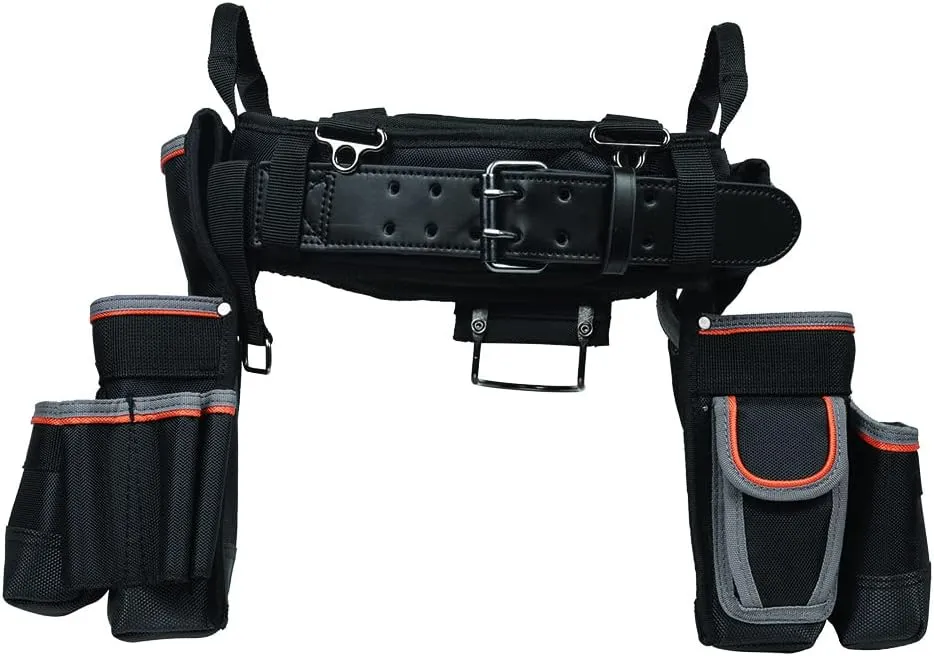 Klein Tools 55429 Tradesman Pro Electrician's Padded Tool Belt and Tool Pouch Combo for Long-wear Comfort and Durability Size XL