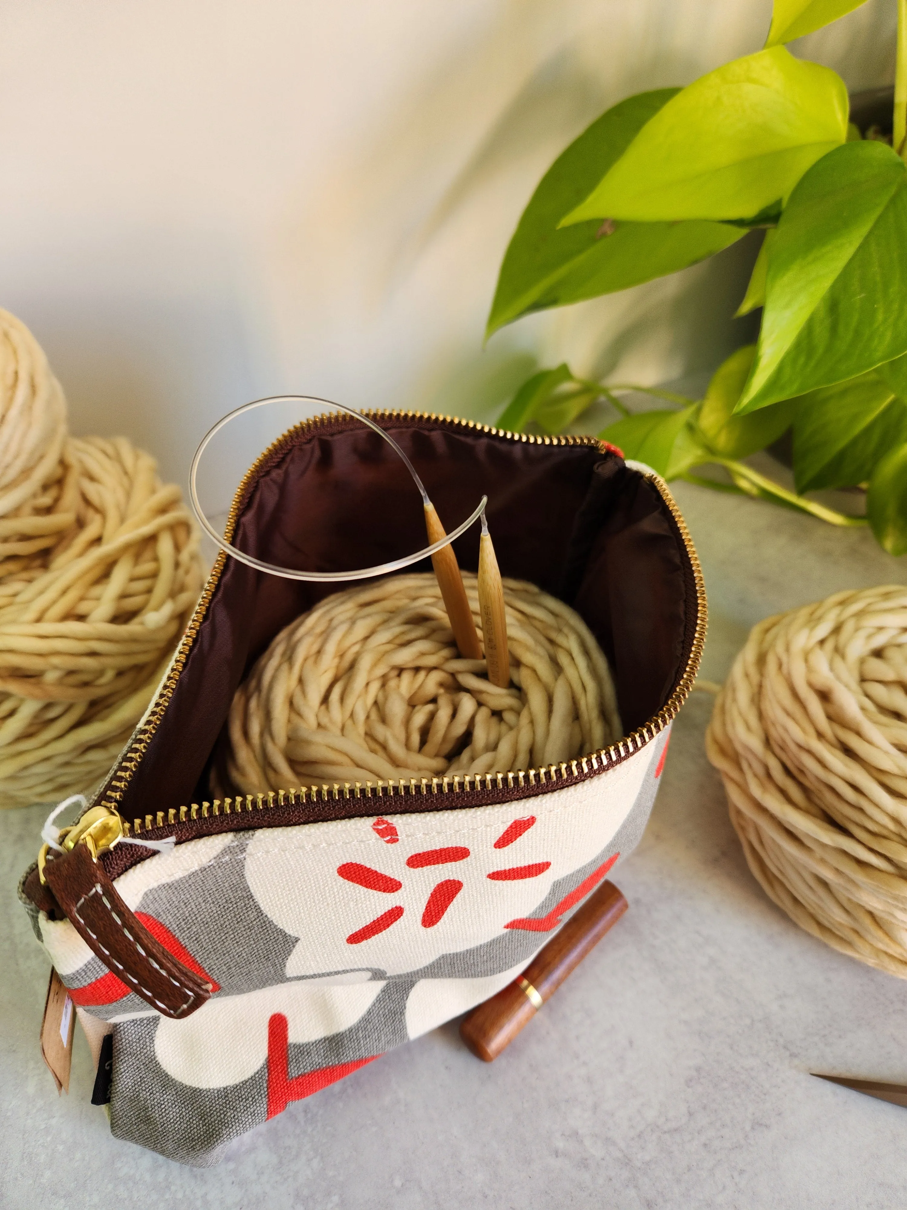 Knitting Project Bag, Large Zipper Pouch, Sierra