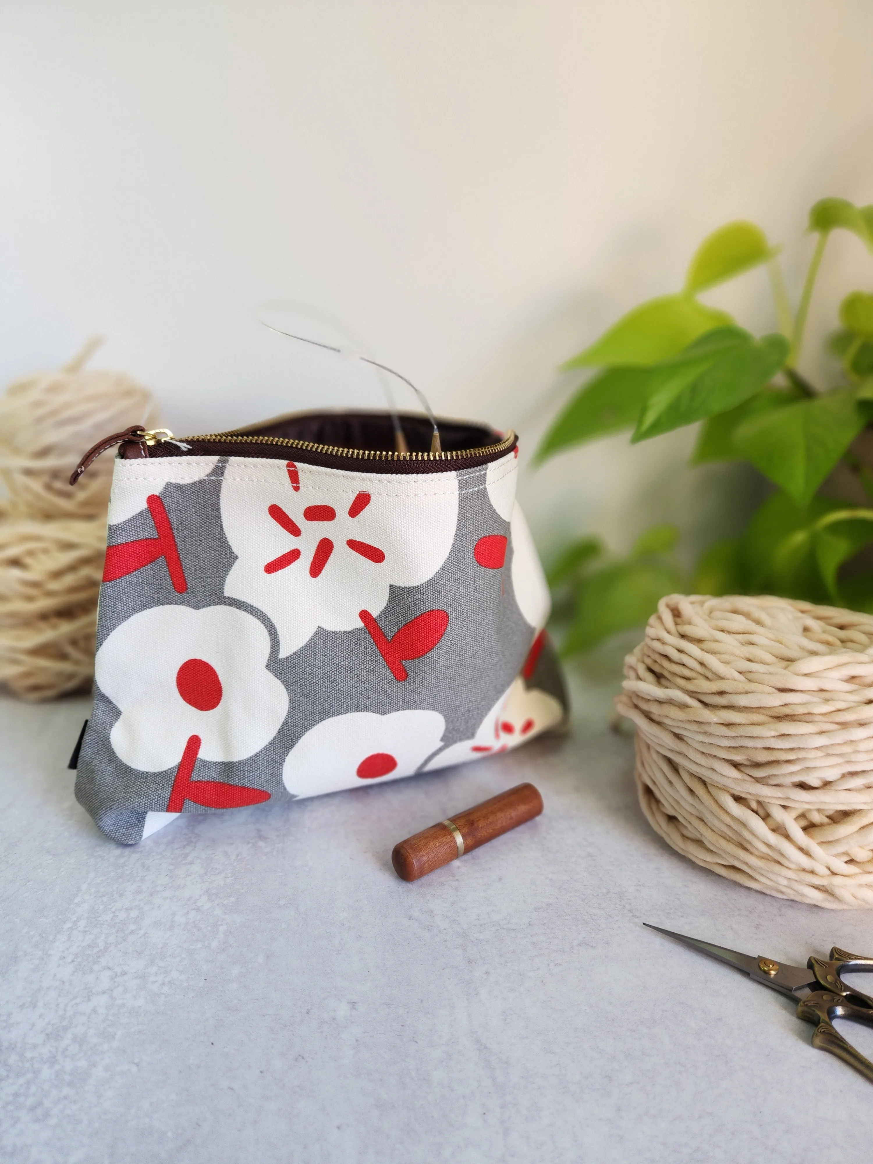 Knitting Project Bag, Large Zipper Pouch, Sierra