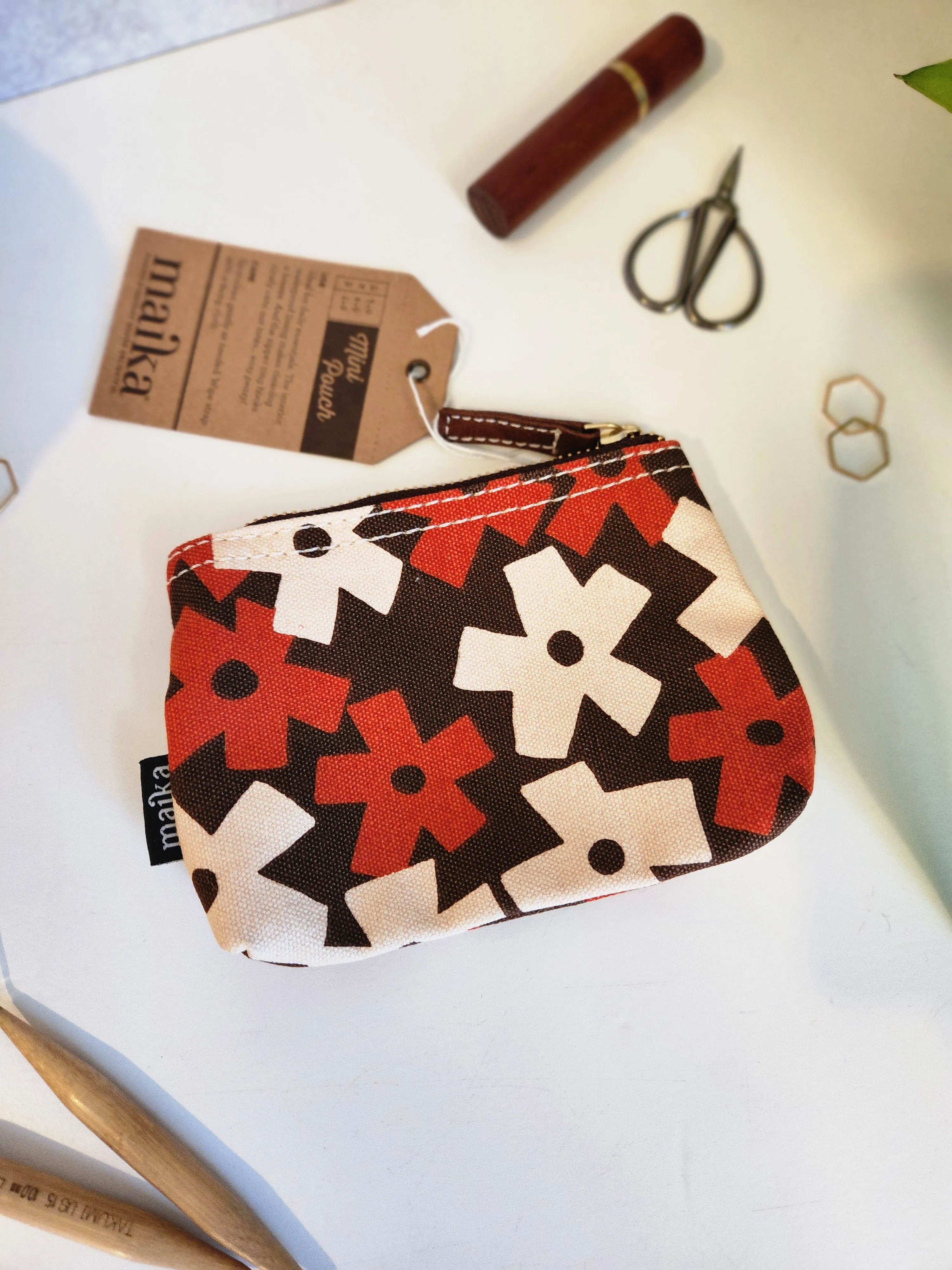 Knitting Project Bag, Small Zipper Pouch, Solvang Terra