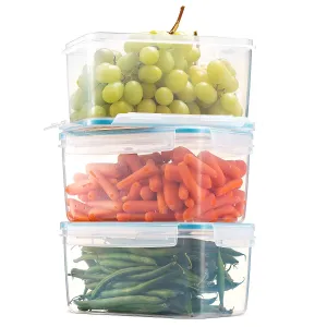 Komax Biokips Large Food Storage Container 81oz. (set of 3) - Airtight, Leakproof With Locking Lids - BPA Free Plastic - Microwave, Freezer and Dishwasher Safe - Great For Fruit & Vegetables