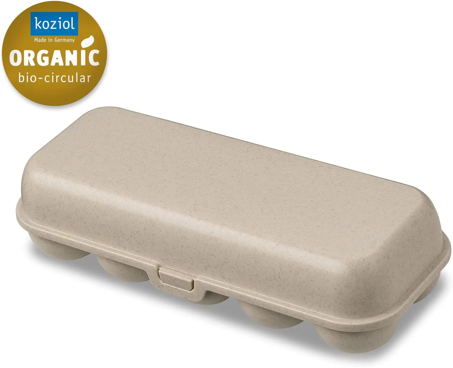 Koziol EGGS TO GO Egg Box, 10 Eggs, Storage Box with Clip Closure, Egg Container for Fridge, Plastic Egg Storage Box, Egg Box, Organiser, Natural Desert Sand
