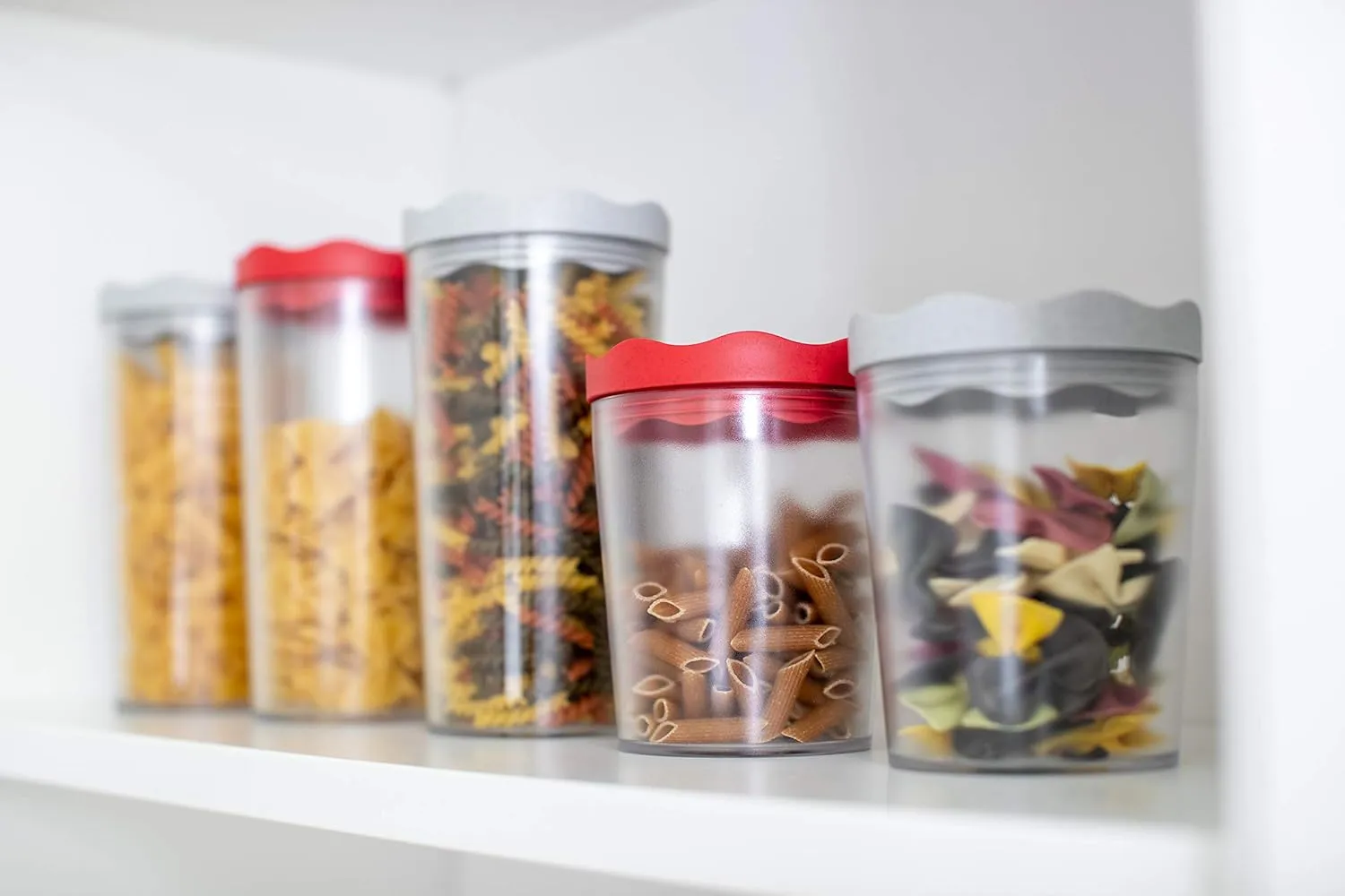 Koziol Storage jar, Container, Sugar, Tea, Coffee, Rice, Flour, thermoplastic, Organic red, M