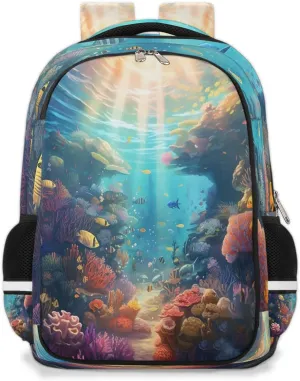 Laptop Backpack for Women Men Seabed World Backpack for Travel Large Lightweight Back Pack Bookbag Waterproof Daypack Travel Backpack with Multiple Pockets
