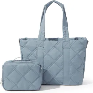 Laptop Tote Bag for Women, Quilted Work Tote Bag 15.6 Inch Laptop Compartment Shoulder Bag, Top Handle Handbag