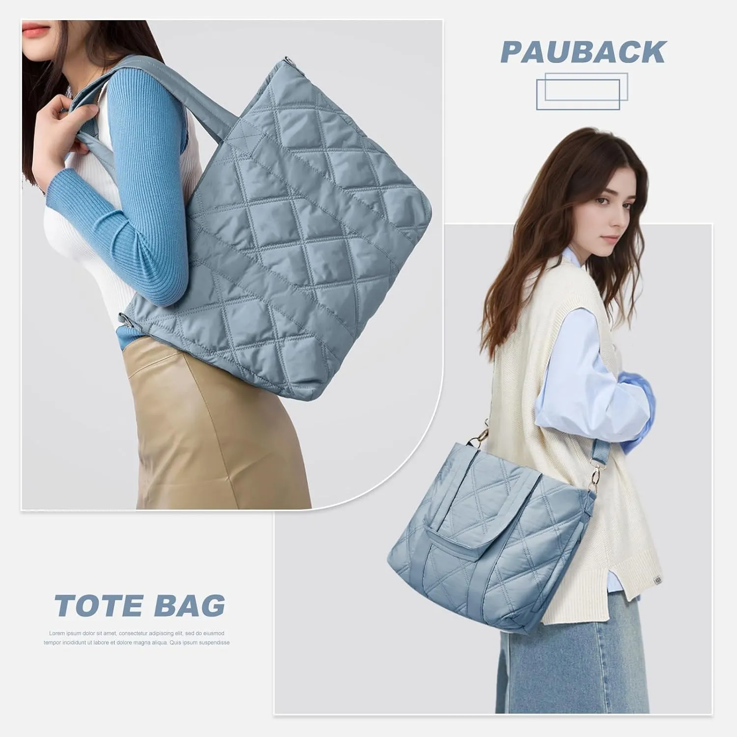 Laptop Tote Bag for Women, Quilted Work Tote Bag 15.6 Inch Laptop Compartment Shoulder Bag, Top Handle Handbag