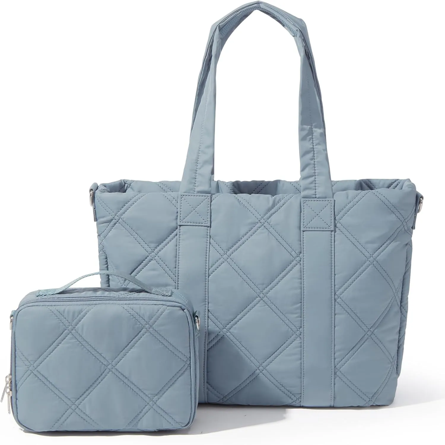 Laptop Tote Bag for Women, Quilted Work Tote Bag 15.6 Inch Laptop Compartment Shoulder Bag, Top Handle Handbag