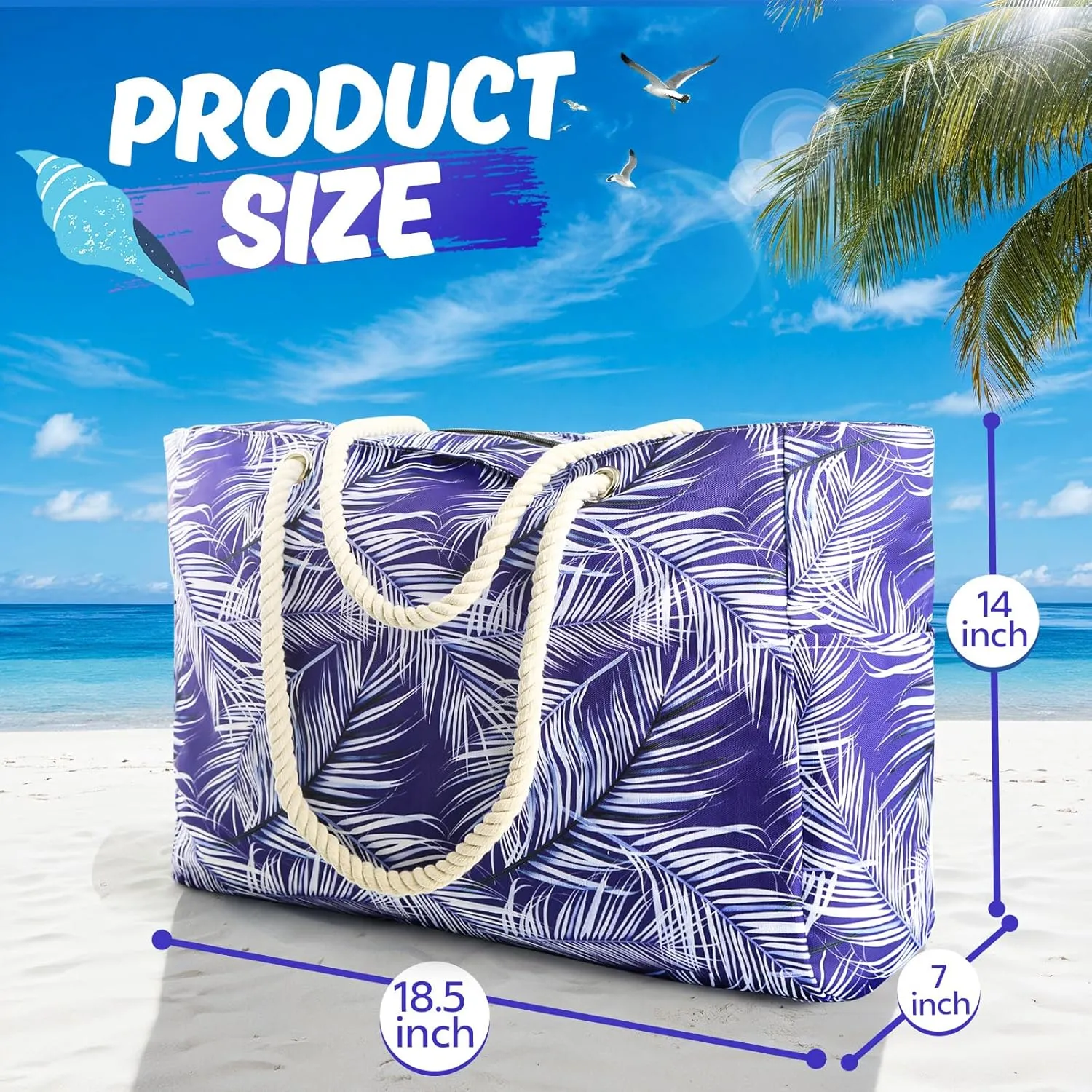 Large Beach Bag for Women & Men, Beach Bags Waterproof Sandproof, Travel Tote Bag, Swim Pool Bag for Family Outdoor