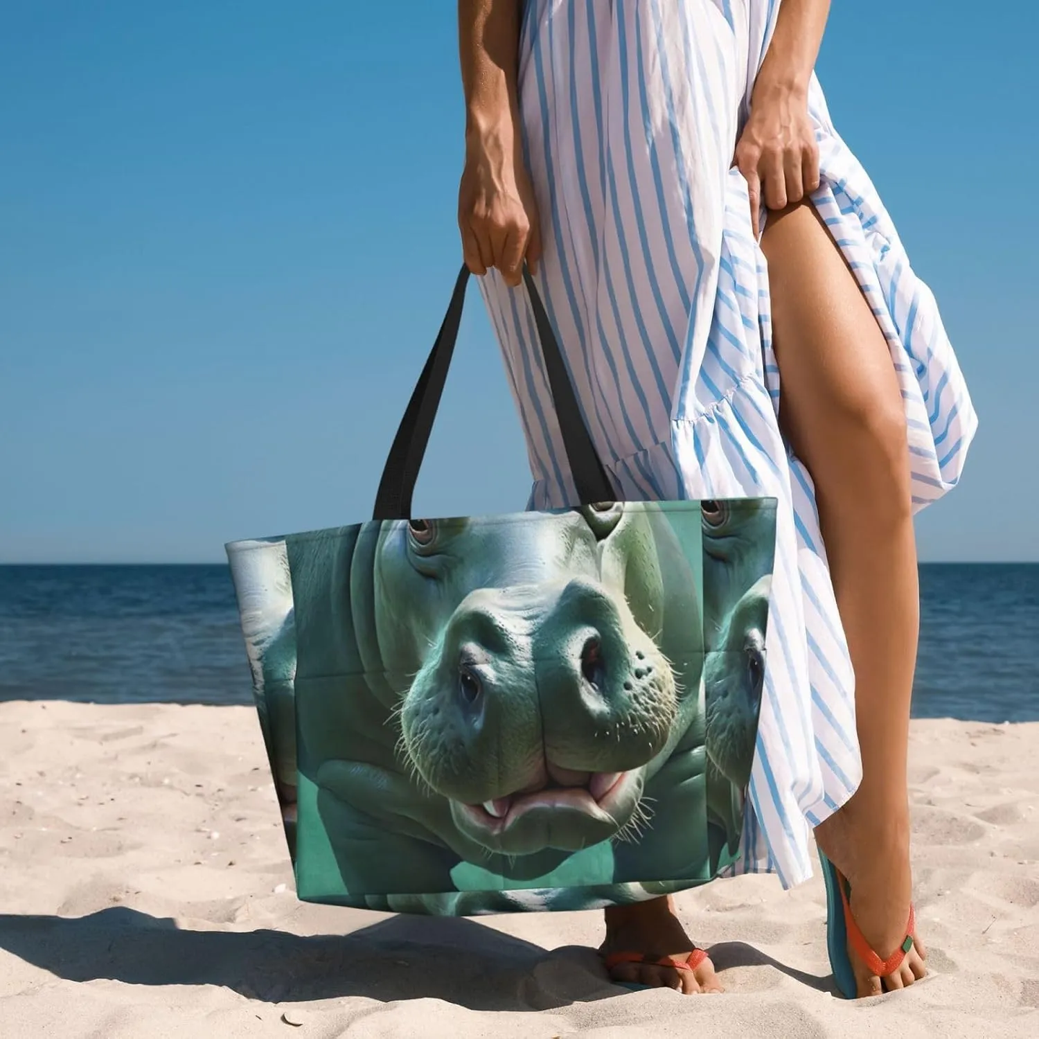 Large Beach Bag Waterproof Beach Totes Bags for Women Men, Pool Bag with Zipper Pocket
