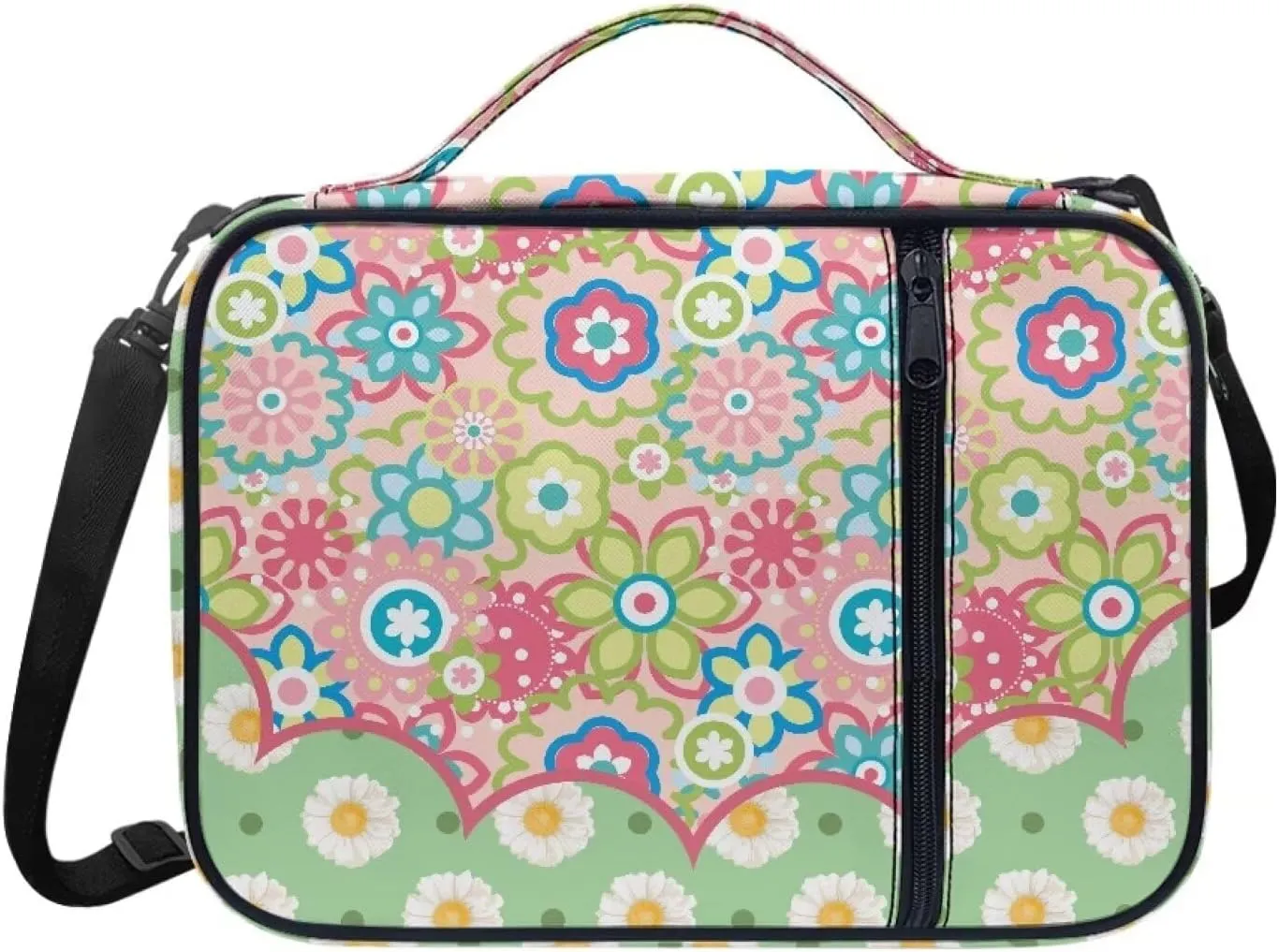 Large Bible Bag Bible Case for Women Bible Cover Case Bible Covers with Shoulder Strap Church Bag Hippie Flower Print