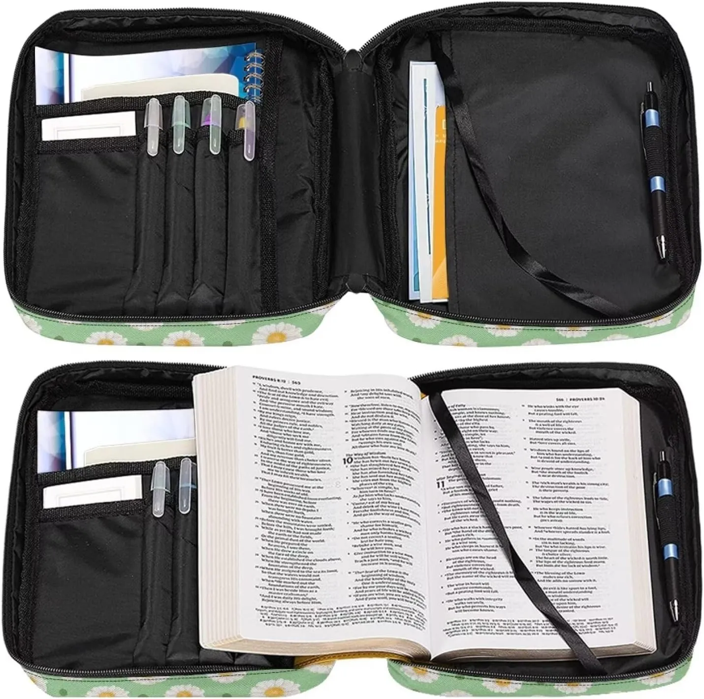 Large Bible Bag Bible Case for Women Bible Cover Case Bible Covers with Shoulder Strap Church Bag Hippie Flower Print