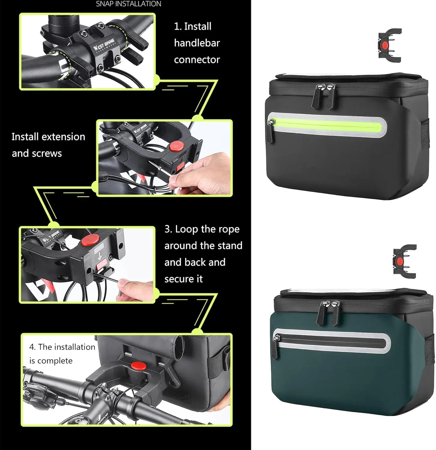Large Capacity Bike Handlebar Bags with Shoulder Strap Bicycles Front Storage Pouches Reflective Cycling Phone Bag