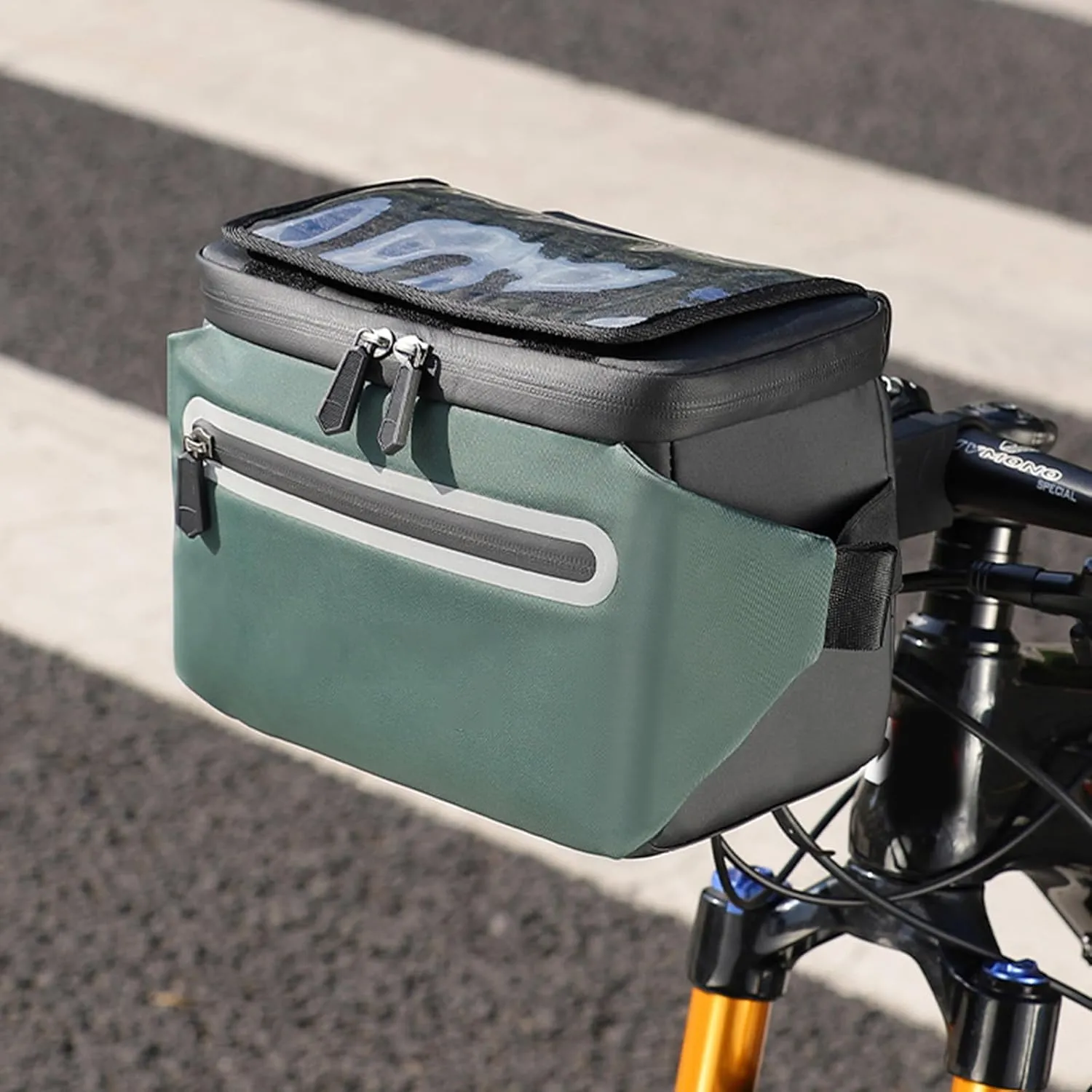 Large Capacity Bike Handlebar Bags with Shoulder Strap Bicycles Front Storage Pouches Reflective Cycling Phone Bag