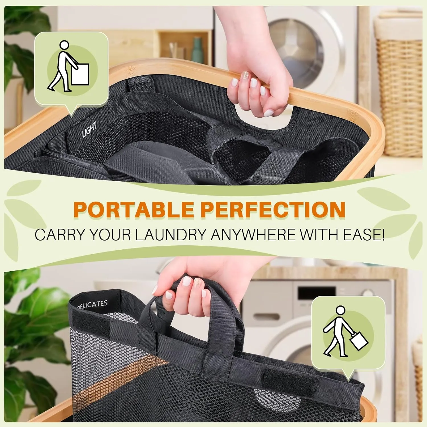 Laundry Hamper 3 Section, 150L Dirty Clothes Hamper with Lid, Extra Large Laundry Basket Organizer with Removable Inner Bags & Labels for Laundry Room, Bedroom, Dark Grey