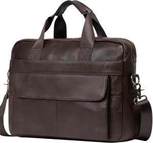 Leather Briefcase Laptop Bag Messenger Shoulder Work Bag Crossbody Handbag for Business Travelling Christmas for Men