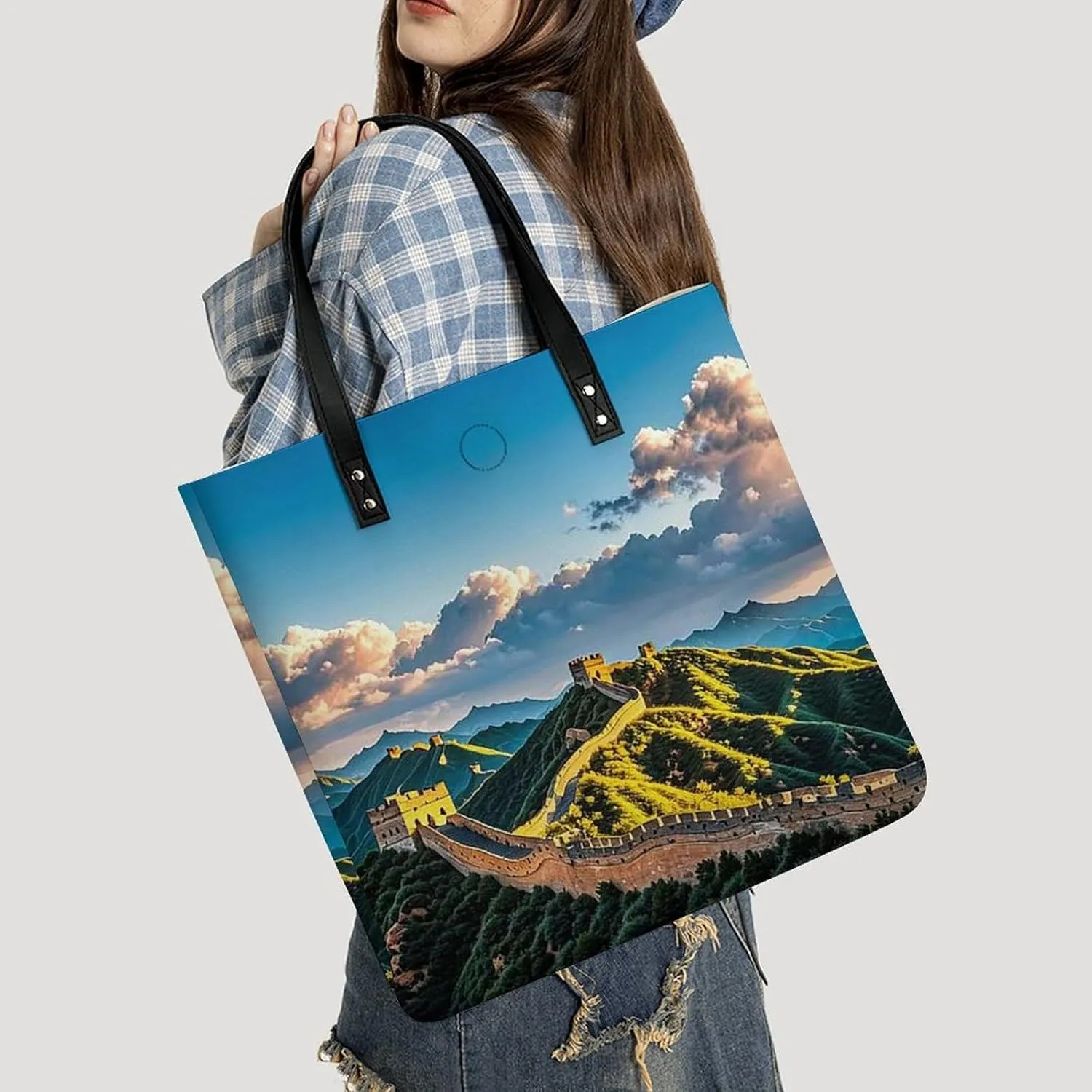 Leather Handbag for Women Tote Bag with Magnetic Buckle Flower Crossbody Bag Shoulder Bags