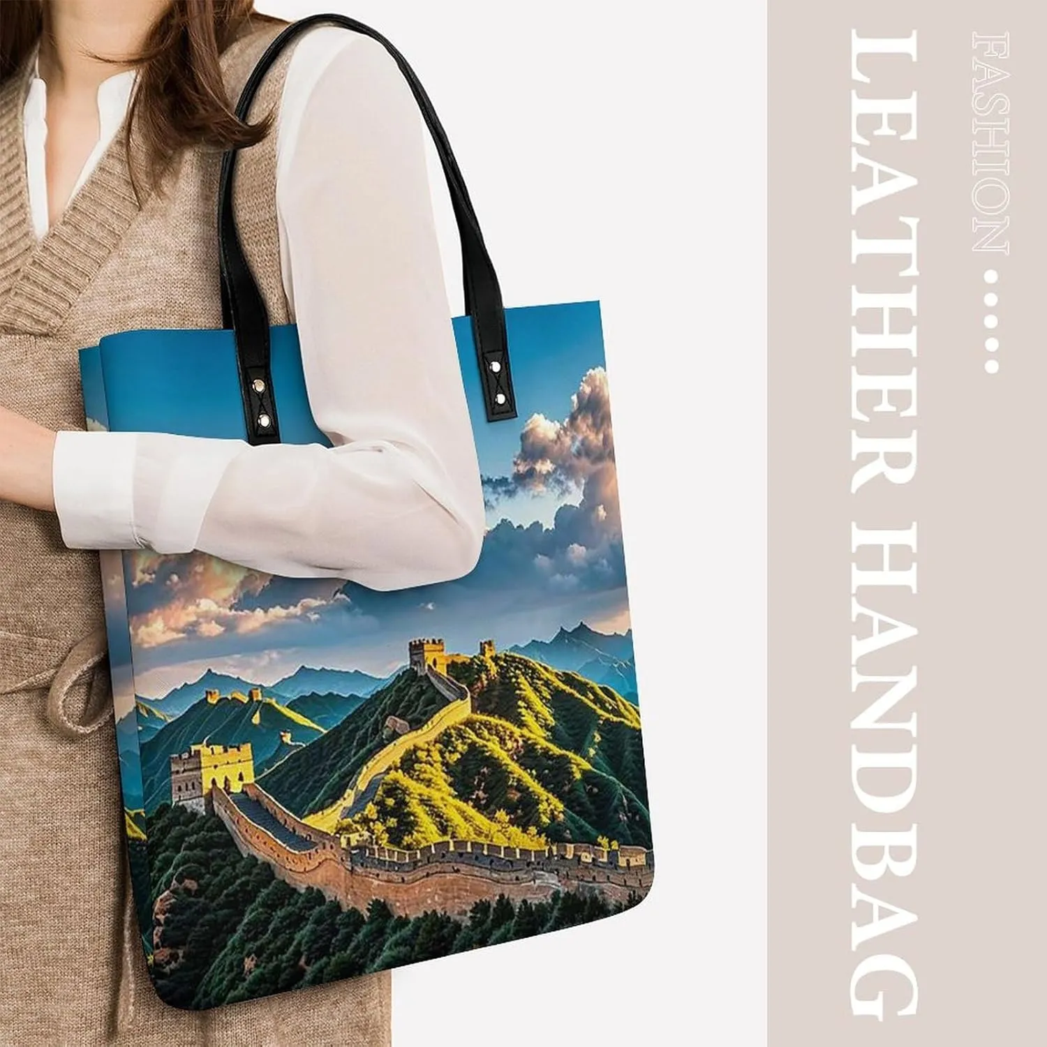 Leather Handbag for Women Tote Bag with Magnetic Buckle Flower Crossbody Bag Shoulder Bags