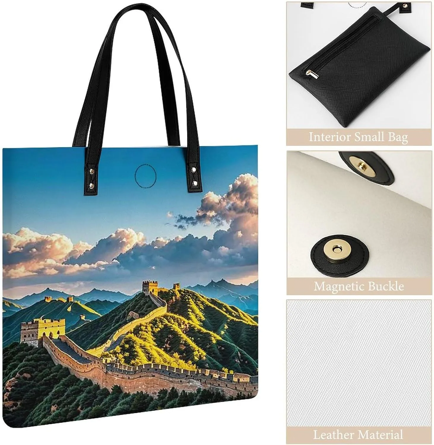 Leather Handbag for Women Tote Bag with Magnetic Buckle Flower Crossbody Bag Shoulder Bags