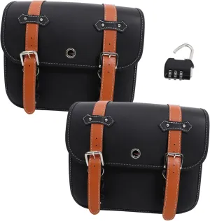 Leather Motorcycle Panniers Front Fork Bag Side Tool Bags Universal Saddlebags for
