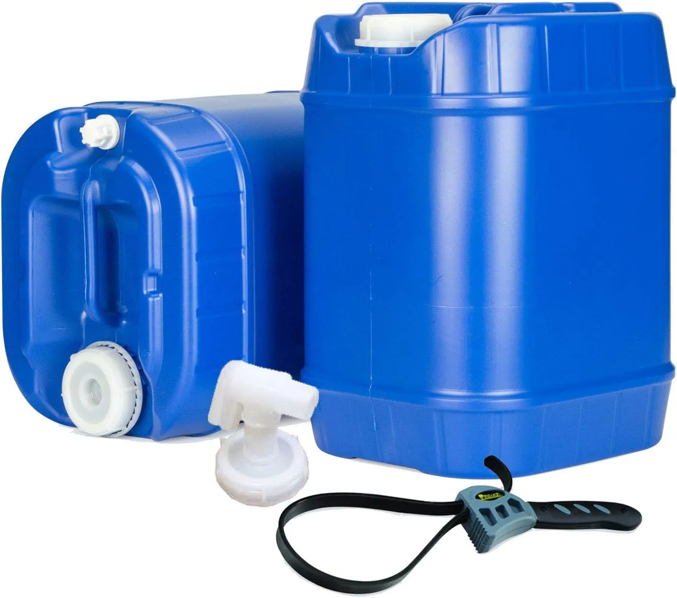 Legacy Food Storage Emergency Water Storage Containers, Long Term 5 Gallon Water Tank - 2 Stackable Food Grade Tanks Included, for Camping, Prepping, Survival - 10 Gallon Total Capacity