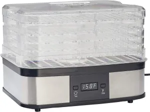 LEM Products 5-Tray Digital Dehydrator, Plastic and Stainless Steel, Black and Silver