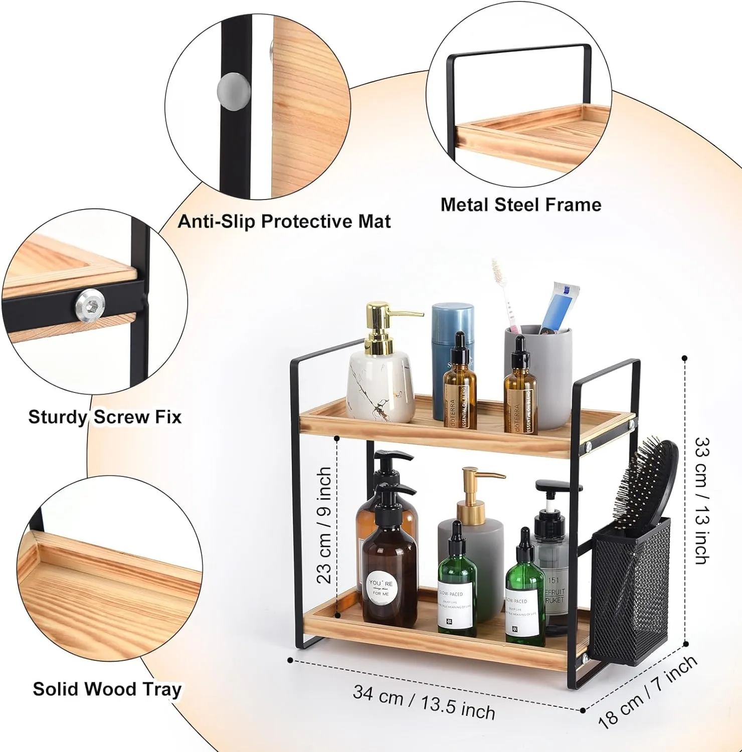 LEMIKKLE Bathroom Counter Organizer with Basket, Bathroom Organizers and Storage,Skincare Organizers for Vanity,Storage Organizers for Bathroom, Kitchen, Dresser