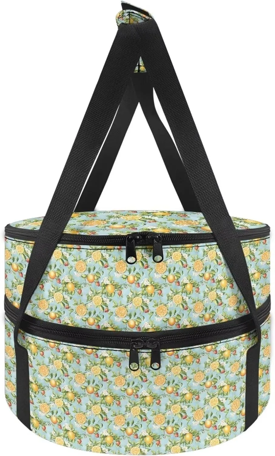 Lemon Print Casserole Dish Carrier Insulated Pie Carrier Lunch Bag Hot Bag for Food Delivery Casserole Cookware Keeping Food Warm for Party Panic