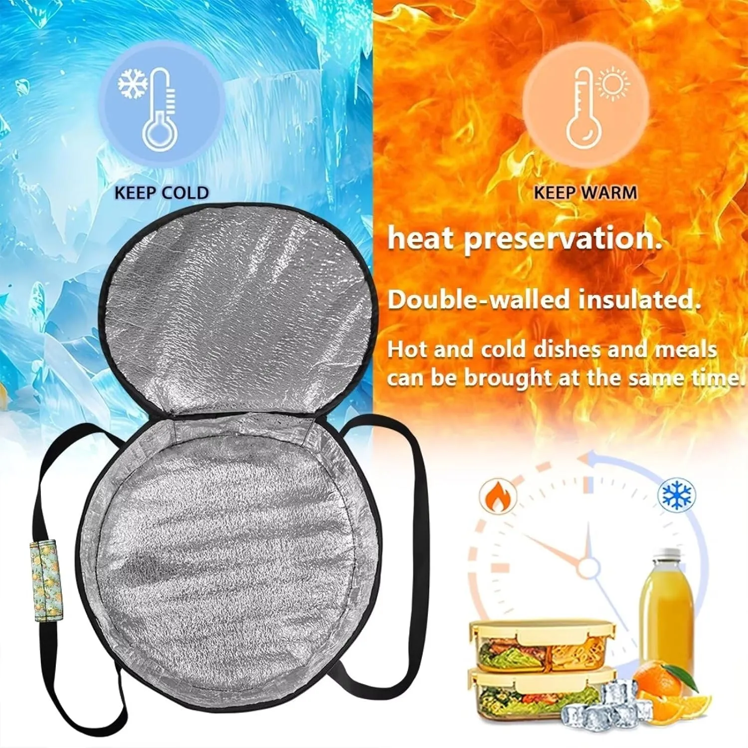 Lemon Print Casserole Dish Carrier Insulated Pie Carrier Lunch Bag Hot Bag for Food Delivery Casserole Cookware Keeping Food Warm for Party Panic