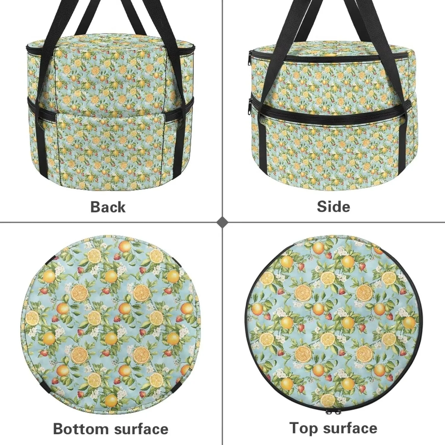 Lemon Print Casserole Dish Carrier Insulated Pie Carrier Lunch Bag Hot Bag for Food Delivery Casserole Cookware Keeping Food Warm for Party Panic