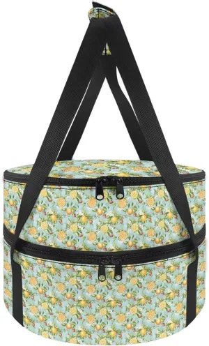 Lemon Print Casserole Dish Carrier Insulated Pie Carrier Lunch Bag Hot Bag for Food Delivery Casserole Cookware Keeping Food Warm for Party Panic