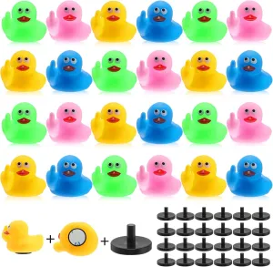 Lenwen 24 Set Rubber Ducks Finger Rubber Duck Middle Finger Duck with Mount Duck Car Ornament Ducky Car Accessories Car Duck Plug for Car Dashboard Decorations