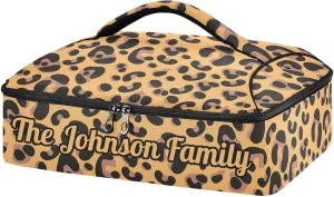 Leopard Custom Casserole Carrier Bag for Hot or Cold Food Personalized Insulated Food Dish Bag Tote for Beach Camping